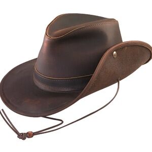 Henschel Hat Company Mountaineer Western Leather Aussie Hat. Size Medium